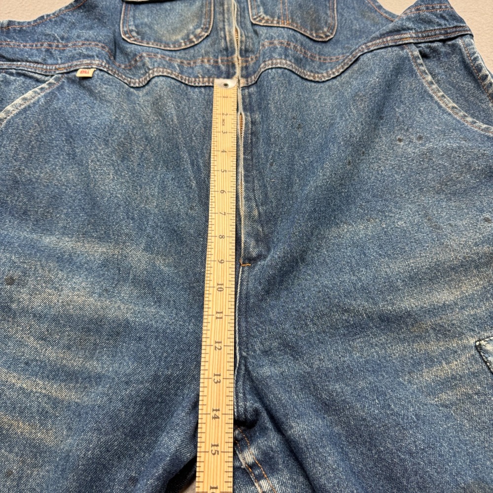 Big Bill Denim Bib Overalls Men's 48 Blue Distressed Workwear Dungarees Canada - Picture 8 of 13